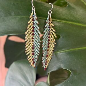 Elegant Beaded Leaf Earrings